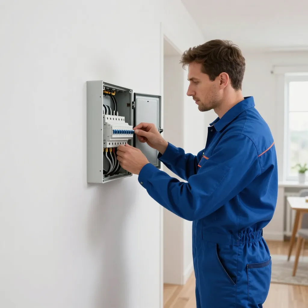 Elektriker bytter sikringsskap i Sandefjord