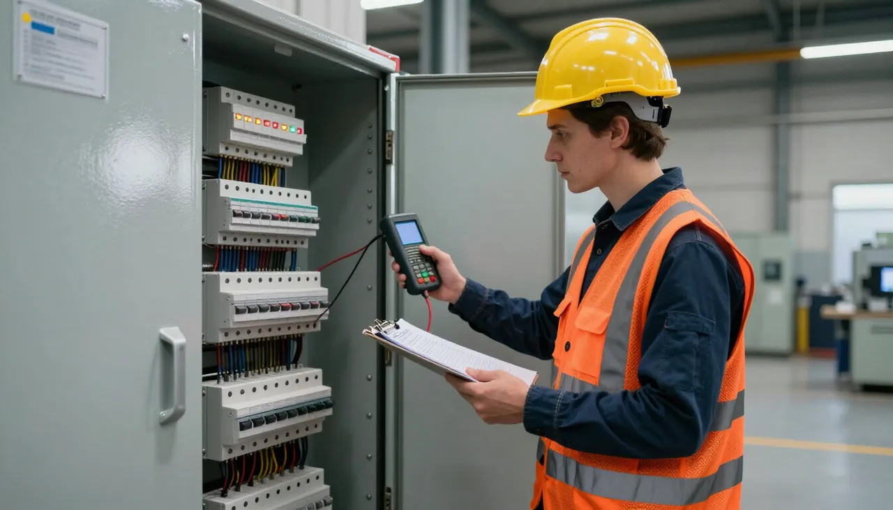 Elektriker utfører internkontroll og el-tilsyn av elektrisk anlegg i næringsbygg